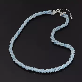 Бусы аквамарин (биж. сплав) огранка 3 мм 45 см (+4 см)