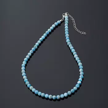 Бусы аквамарин (биж. сплав, сталь хир.) 6 мм 44 см (+7 см)