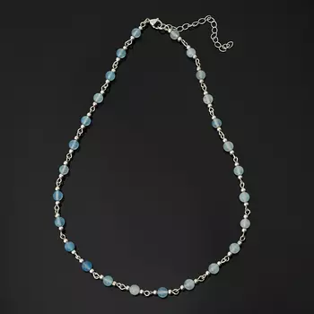 Бусы аквамарин (биж. сплав, сталь хир.) 6 мм 47 см (+7 см)