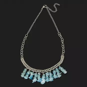 Бусы аквамарин (биж. сплав, сталь хир.) (колье) 43 см (+7 см)