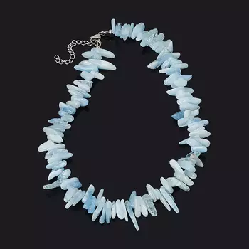 Бусы аквамарин (сталь хир.) 45 см (+7 см)