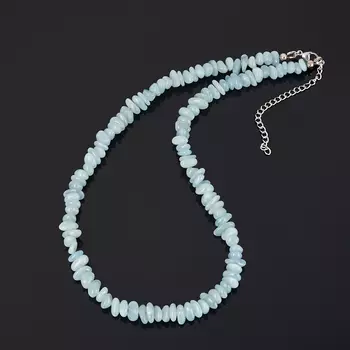 Бусы аквамарин (сталь хир.) 46 см (+7 см)