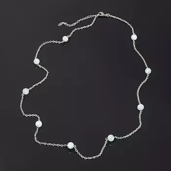 Бусы аквамарин (сталь хир.) (цепочка) длинные огранка 8 мм 75 см (+4 см)