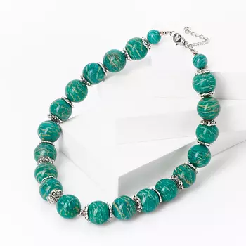 Бусы амазонит (биж. сплав, сталь хир.) 18 мм 44 см (+7 см)