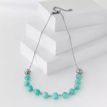 Бусы амазонит (биж. сплав, сталь хир.) 9 мм 41 см (+7 см)