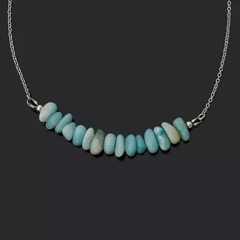 Бусы амазонит (биж. сплав, сталь хир.) (колье) 48 см (+7 см)