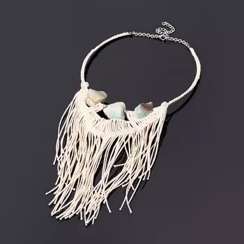 Бусы амазонит (биж. сплав, сталь хир., текстиль) (колье) 42 см (+7 см)