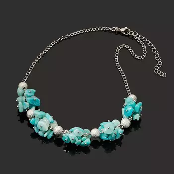 Бусы амазонит (сталь хир., биж. сплав) 40 см (+7 см)