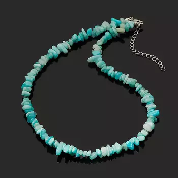 Бусы амазонит (сталь хир., биж. сплав) 46 см (+7 см)