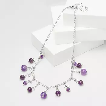 Бусы аметист (биж. сплав) (колье) 35 см (+7 см)