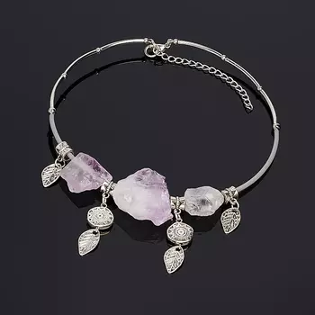 Бусы аметист (биж. сплав) (колье) 37 см (+7 см)