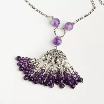 Бусы аметист (биж. сплав) (колье) длинные 70 см