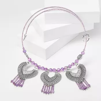 Бусы аметист (биж. сплав) (колье) огранка 54 см