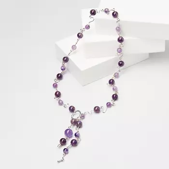 Бусы аметист (биж. сплав) (колье) (регулируемый)