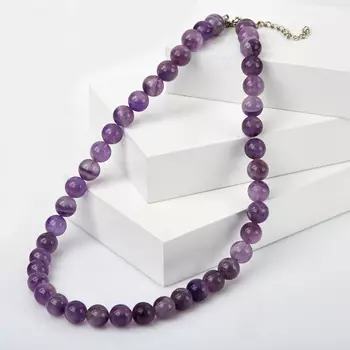 Бусы аметист (биж. сплав, сталь хир.) 10 мм 45 см (+7 см)