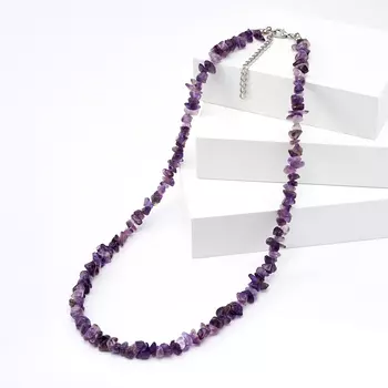 Бусы аметист (биж. сплав, сталь хир.) 42 см (+7 см)