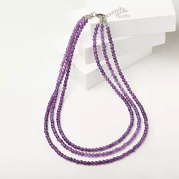 Бусы аметист (биж. сплав, сталь хир.) 4 мм 44 см (+7 см)