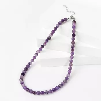 Бусы аметист (биж. сплав, сталь хир.) 8 мм 45 см (+7 см)