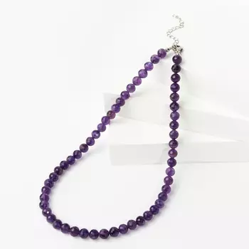 Бусы аметист (биж. сплав, сталь хир.) 9 мм 45 см (+7 см)