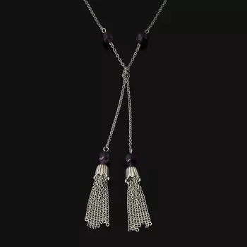 Бусы аметист (биж. сплав, сталь хир.) (цепочка) длинные 8 мм 72 см