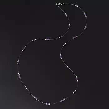 Бусы аметист (биж. сплав, сталь хир.) длинные огранка 4 мм 80 см