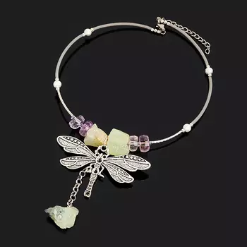 Бусы аметист (биж. сплав, сталь хир.) (колье) 40 см (+4 см)