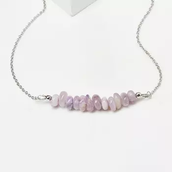 Бусы аметист (биж. сплав, сталь хир.) (колье) 48 см (+7 см)