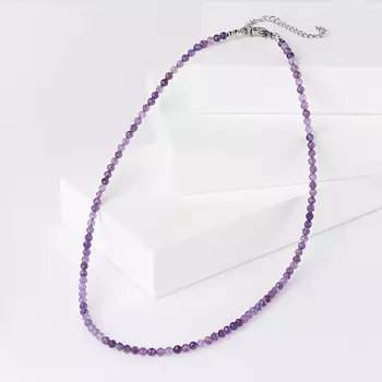 Бусы аметист (биж. сплав, сталь хир.) огранка 4 мм 45 см (+7 см)