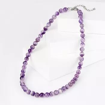 Бусы аметист (биж. сплав, сталь хир.) огранка 8 мм 44 см (+7 см)