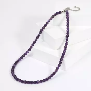 Бусы аметист (биж. сплав, сталь хир.) огранка 6 мм 44 см (+7 см)