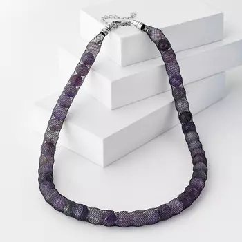 Бусы аметист (биж. сплав, сталь хир., текстиль) 10 мм 50 см (+7 см)