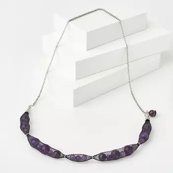 Бусы аметист (биж. сплав, сталь хир., текстиль) (колье) 58 см