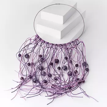 Бусы аметист (биж. сплав, текстиль) (колье) 45 см