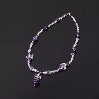 Бусы аметист, горный хрусталь 45 см (биж. сплав)