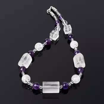 Бусы аметист, горный хрусталь (биж. сплав) 43 см