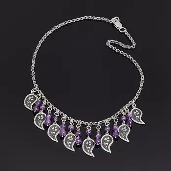 Бусы аметист (серебро 925 пр. оксидир.) (колье) 47 см