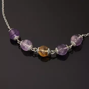 Бусы аметрин (биж. сплав, сталь хир.) (колье) 10 мм 42 см (+7 см)