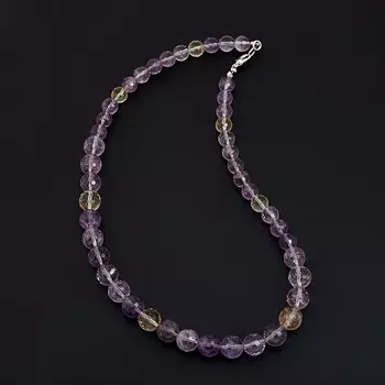 Бусы аметрин огранка 45 см (биж. сплав)