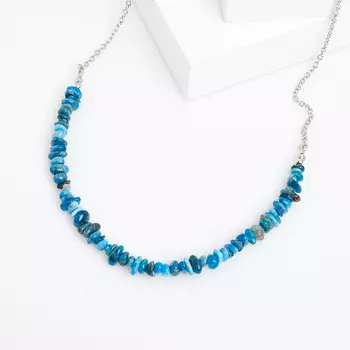 Бусы апатит синий (биж. сплав) (колье) 52 см (+7 см)