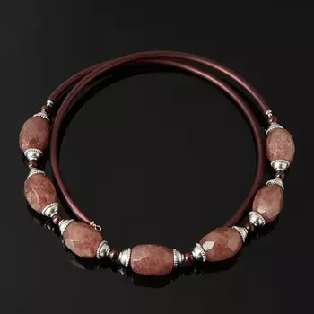 Бусы авантюрин красный (колье) огранка (регулируемый) (биж. сплав)