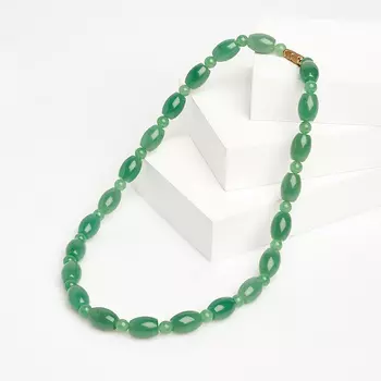 Бусы авантюрин зеленый 6 мм 46 см (биж. сплав)