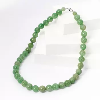 Бусы авантюрин зеленый 12 мм 49 см (биж. сплав)