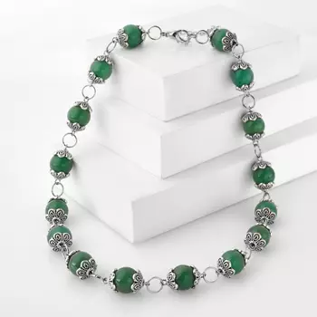 Бусы авантюрин зеленый (биж. сплав) 12 мм 47 см (+7 см)