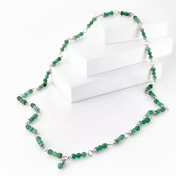 Бусы авантюрин зеленый (биж. сплав) длинные 6 мм 85 см