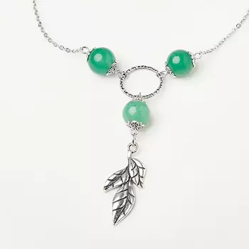 Бусы авантюрин зеленый (биж. сплав, сталь хир.) (колье) 12 мм 43 см (+7 см)