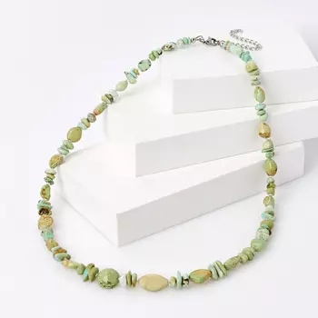 Бусы бирюза (сталь хир.) 57 см (+7 см)