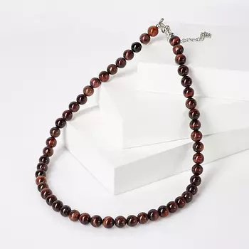 Бусы бычий глаз (биж. сплав) 8 мм 48 см (+7 см)