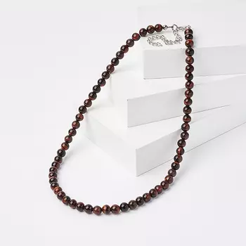 Бусы бычий глаз (биж. сплав, сталь хир.) 6 мм 46 см (+7 см)