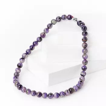 Бусы чароит 10 мм 46 см (биж. сплав)