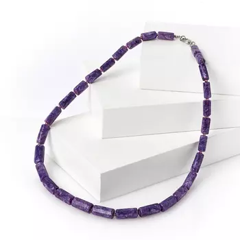 Бусы чароит 6 мм 46 см (биж. сплав)